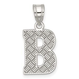 Sterling Silver, Sami Collection, Textured Block Initial B Pendant